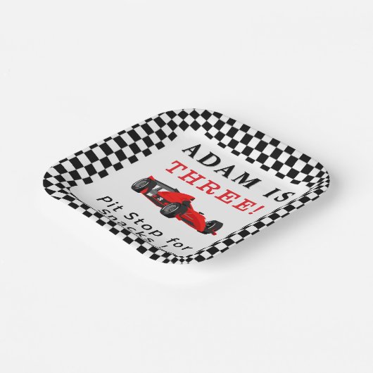 Pit Stop for Snacks – Red Race Car 3rd Party  Pappteller (Gewinkelt)