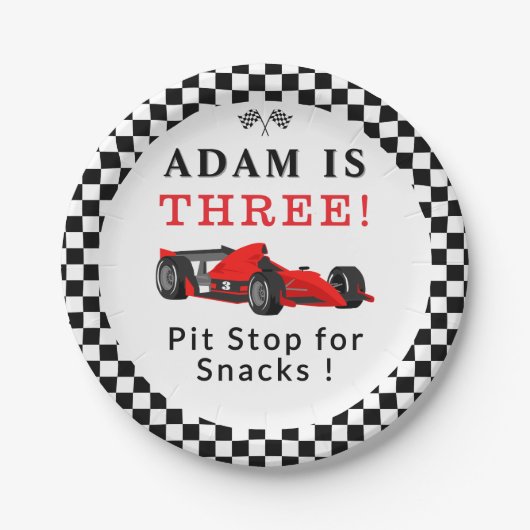 Pit Stop for Snacks – Red Race Car 3rd Party Pappteller (Vorderseite)