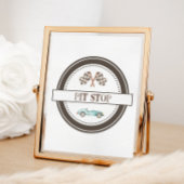 Pit Stopp Blue Race Car Sign Poster