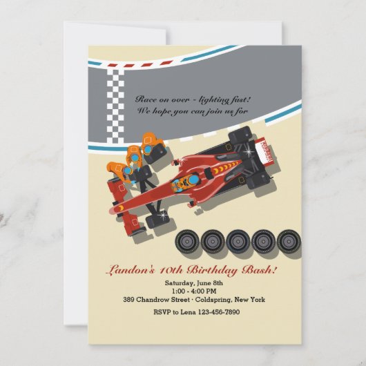 Pit Stopp-Einladung Einladung (Vorderseite)