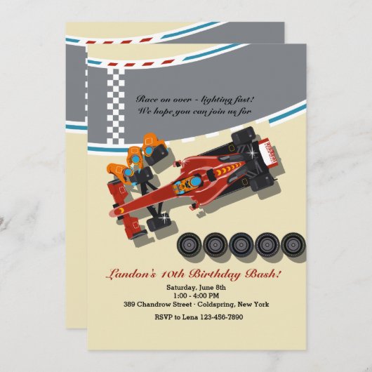 Pit Stopp-Einladung Einladung (Vorne/Hinten)