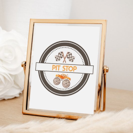 Pit Stopp Monster Trucks Geburtstagszeichen Poster