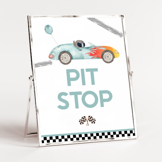 Pit Stopp Race Auto Geburtstagsparty Unterzeichnun Poster