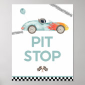 Pit Stopp Race Auto Geburtstagsparty Unterzeichnun Poster (Vorne)