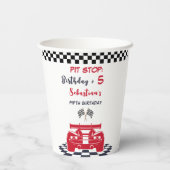 Pit Stopp Race Kindergeburtstag Pappbecher (Rückseite)