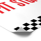Pit Stopp Red Flame Race Car Party Table Sign Poster (Ecke)