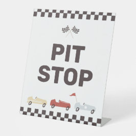 Pit Stopp zwei Fast Race Car Geburtstag Snack Tisc Sockelschild
