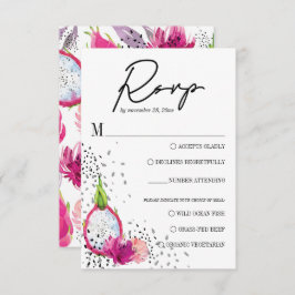 Pitaya Dragon Fruit Elegante Wedding RSVP Karte