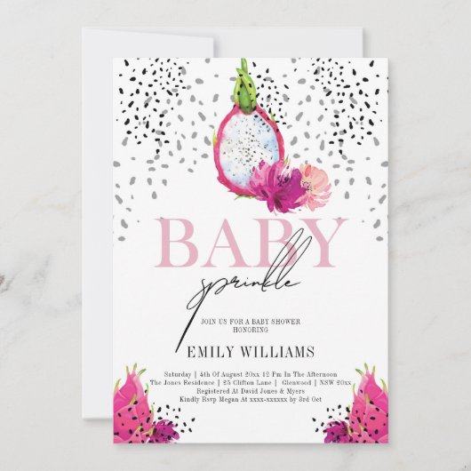 Pitaya Elegant Baby Sprinkle Einladung (Vorderseite)