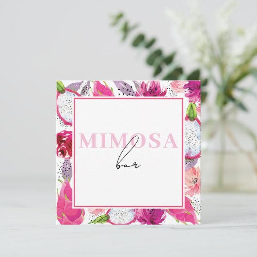 Pitaya Summer Baby Sprinkle Table Zeichen Einladung (Stehend Vorderseite)