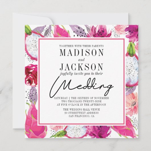 Pitaya Summer Wedding Einladung (Vorderseite)