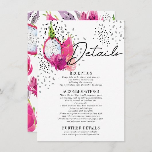Pitaya Wedding Details Enclosure Card Begleitkarte (Vorne/Hinten)