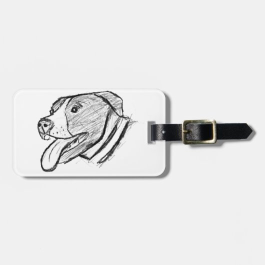 Pitbulhandgezeichnetes Foto-Hundin-Liebhaber-Poste Gepäckanhänger (Vorderseite horizontal)