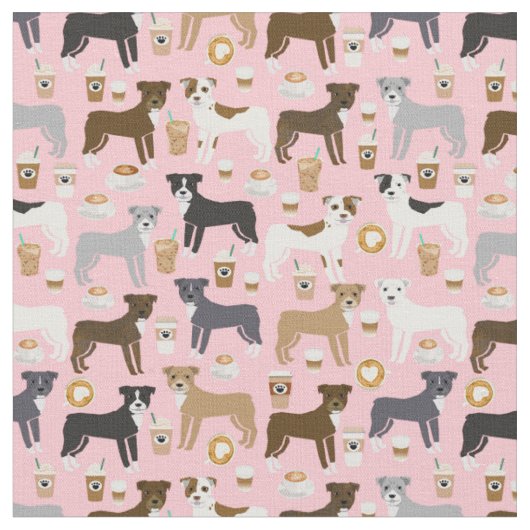 Pitbulhunde Kaffeeliebhaber Rosa Stoff (Nahaufnahme)
