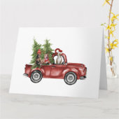 Pitbuli auf dem Auto Weihnachtsgeschenk Weihnachte Karte (Gelbe Blume)