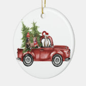 Pitbuli auf dem Auto Weihnachtsgeschenk Weihnachte Keramik Ornament (Links)