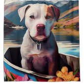 Pitbuli auf dem Paddel: Ein Landschaftliches Abent Duschvorhang (Vorderseite)