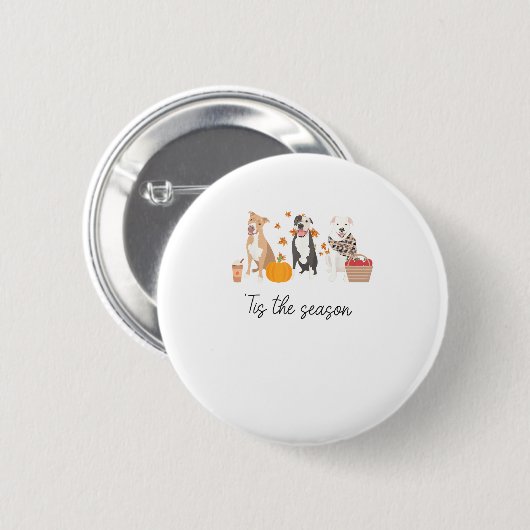 Pitbuli Dog Herbst Erntedank Saison Button (Vorne & Hinten)