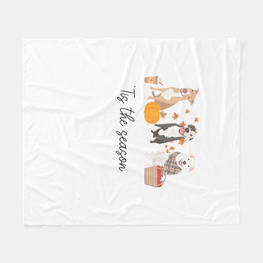 Pitbuli Dog Herbst Erntedank Saison Fleecedecke (Vorderseite (Horizontal))