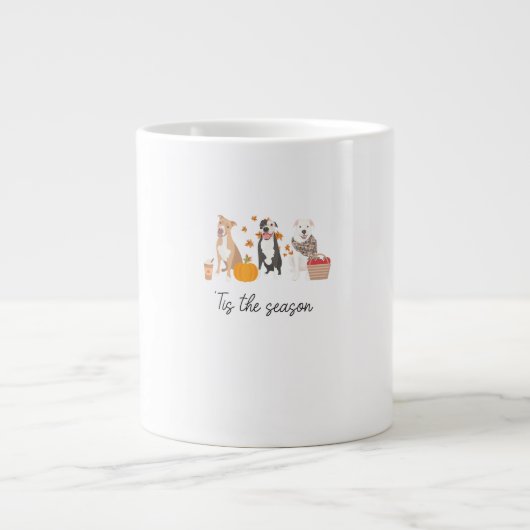 Pitbuli Dog Herbst Erntedank Saison Jumbo-Tasse (Vorderseite)