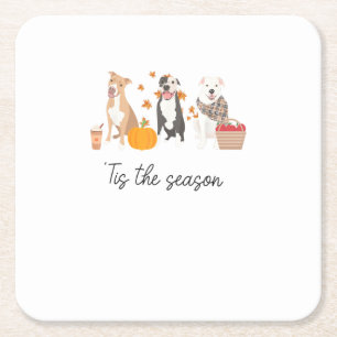 Pitbuli Dog Herbst Erntedank Saison Rechteckiger Pappuntersetzer