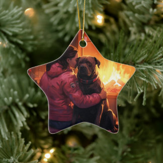 Pitbuli Feuerwehrweihnacht, Geschenk für Hundefreu Keramik Ornament