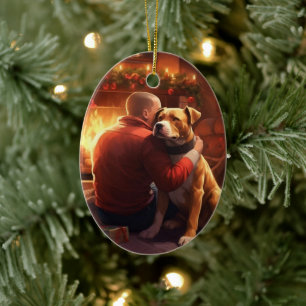 Pitbuli Feuerwehrweihnacht, Geschenk für Hundefreu Keramik Ornament