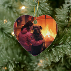 Pitbuli Feuerwehrweihnacht, Geschenk für Hundefreu Keramik Ornament
