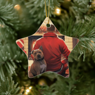 Pitbuli Feuerwehrweihnacht, Geschenk für Hundefreu Keramik Ornament