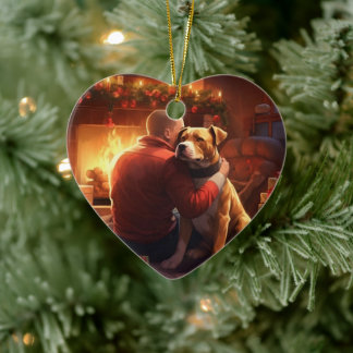 Pitbuli Feuerwehrweihnacht, Geschenk für Hundefreu Keramik Ornament