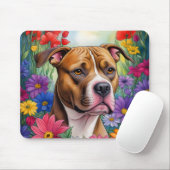 Pitbuli im Blumengarten Mousepad (Mit Mouse)