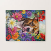 Pitbuli im Blumengarten Puzzle (Horizontal)