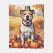 Pitbuli im Herbst hinterlässt Erntedank Kunst Fleecedecke (Vorderseite)