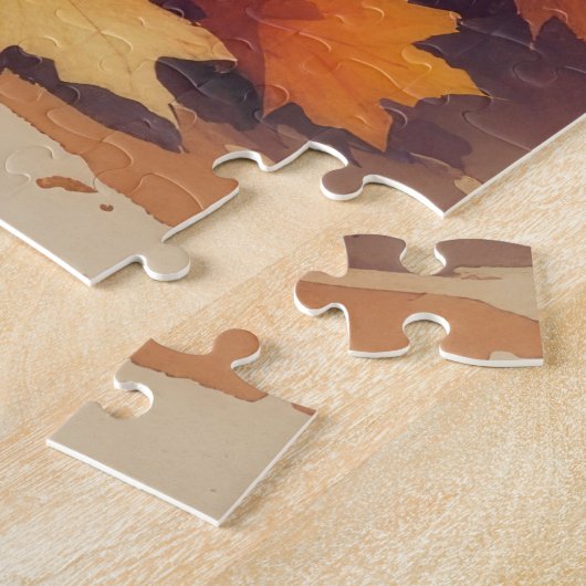 Pitbuli im Herbst hinterlässt Erntedank Kunst Puzzle (Seite)
