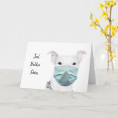 Pitbuli mit Gesichtsmaske Karte (Gelbe Blume)