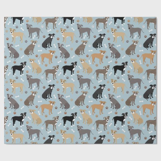Pitbuli Paws and Bones Geschenkpapier (Flach)