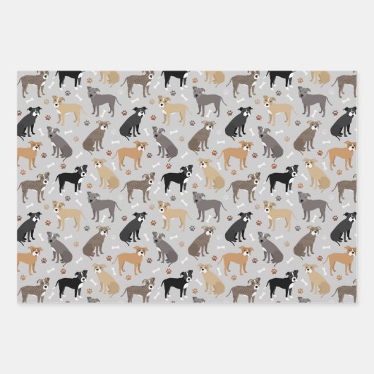 Pitbuli Paws and Bones Geschenkpapier Set (Vorderseite 3)
