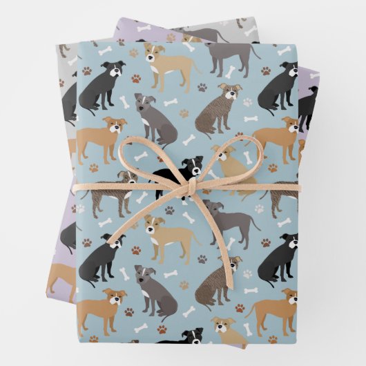 Pitbuli Paws and Bones Geschenkpapier Set (Beispiel)