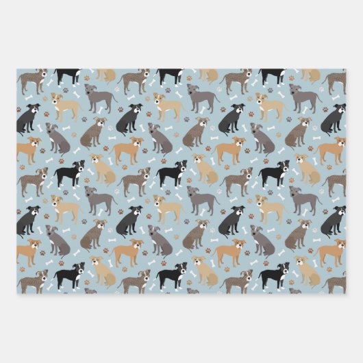 Pitbuli Paws and Bones Geschenkpapier Set (Vorderseite)