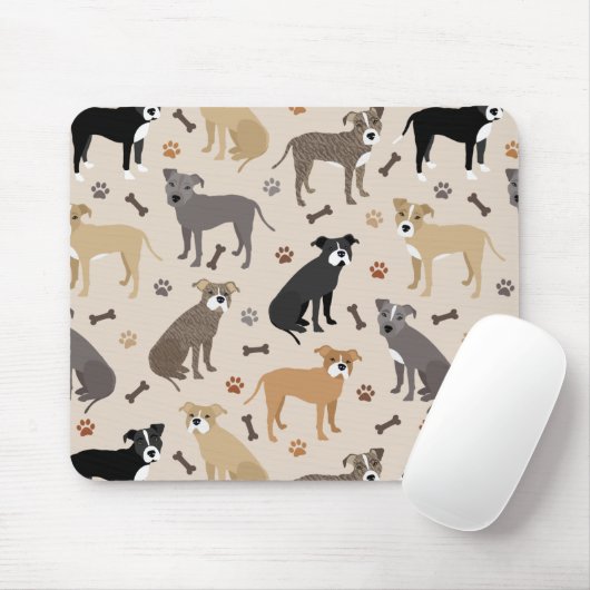 Pitbuli Paws and Bones Mouse Pad Mousepad (Mit Mouse)