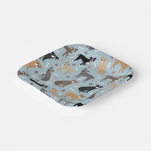 Pitbuli Paws and Bones Pappteller (Gewinkelt)