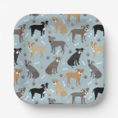 Pitbuli Paws and Bones Pappteller (Vorderseite)