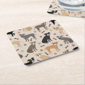 Pitbuli Paws and Bones Square Paper Untersetzer (angewinkelt)