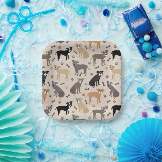 Pitbuli-Paws und Knochen-Paper-Teller Pappteller (Party)