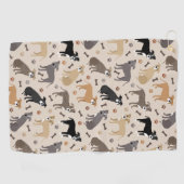 Pitbuli Pfauen und Knochen Golf Handtuch (Horizontal)