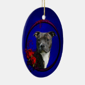 Pitbuli und blutige Rose Keramik Ornament (Rechts)