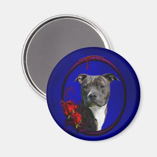 Pitbuli und blutige Rose Magnet (Vorderseite/Rückseite)