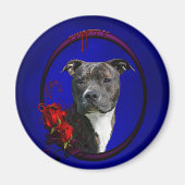 Pitbuli und blutige Rose Magnet (Vorne)