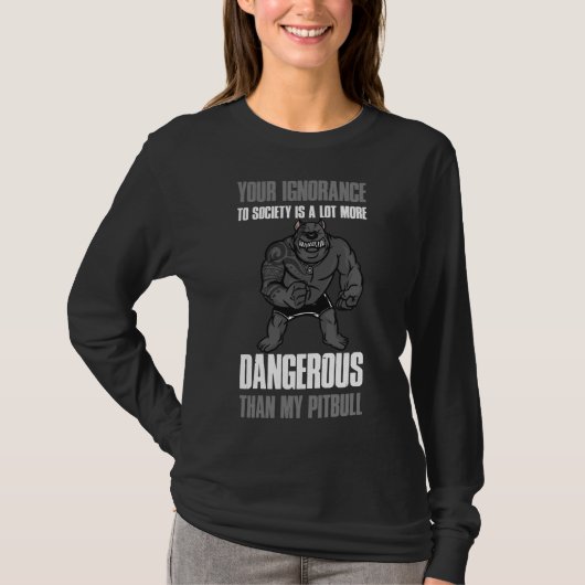 Pitbuli und Tattoos Funny Pitbull T-Shirt (Vorderseite)