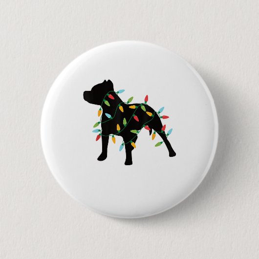 Pitbuli Weihnachtslicht Weihnachtsgeschenk Hund Lo Button (Vorderseite)